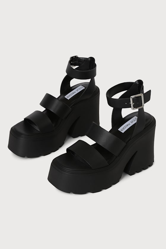 Abbot Black Lug Sole Ankle Strap Sandals 3