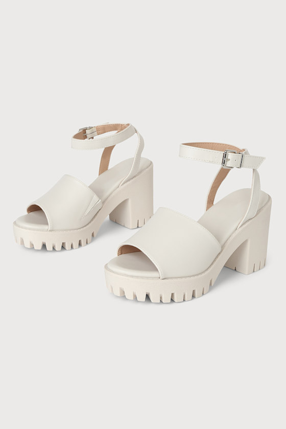 Lug Sole Sandals - White Platform Sandals - Ankle Strap Platforms - Lulus