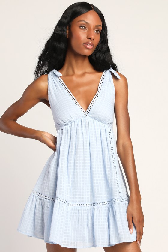 Dress　Dress　Mini　Lulus　Babydoll　Tie-Strap　Dress　Mini　Blue　Dress