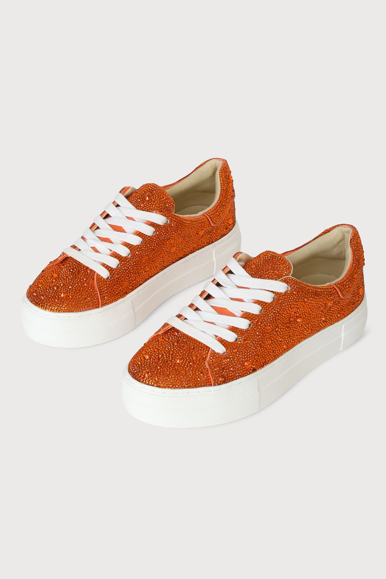 SB-Sidny Orange Rhinestone Platform Sneakers