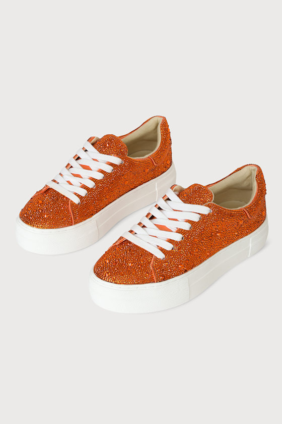 SB-Sidny Orange Rhinestone Platform Sneakers 4