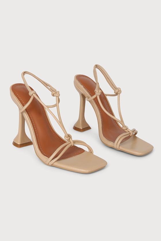 Deandra Nude Knotted Strappy Slingback High Heel Sandals 1