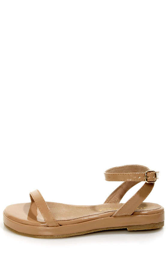 Very Volatile Melrose Nude Patent Flatform Sandals - $58.00 - Lulus