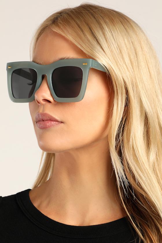 Maverick Sage Green Oversized Square Sunglasses 2