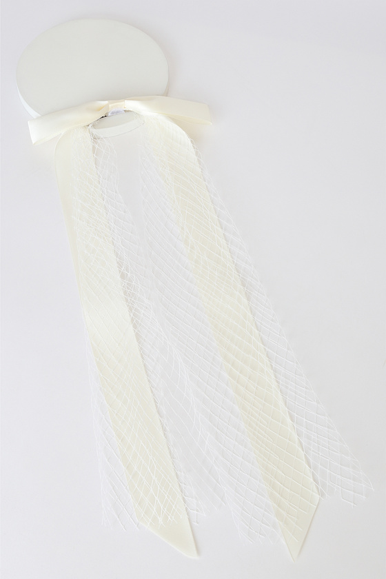 Bride To See Ivory Satin Veiled Bow Hair Clip 3