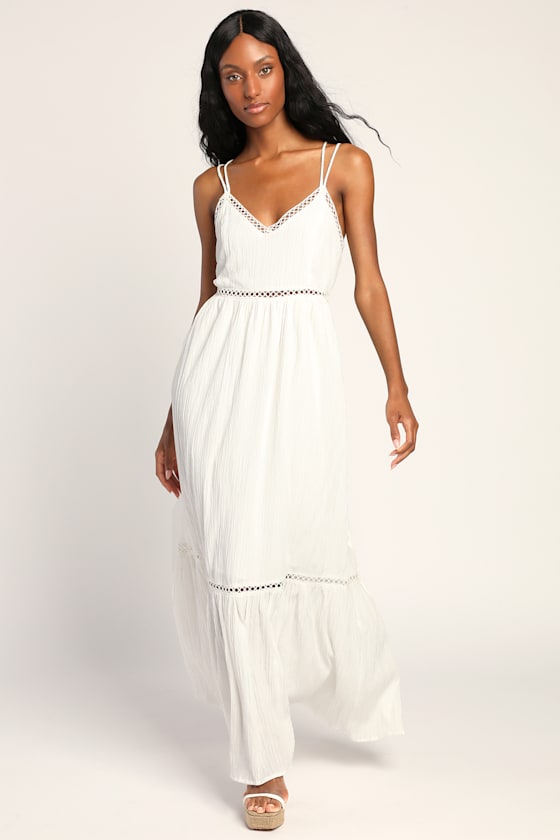 Relaxed Vibes White Sleeveless Lace-Up Maxi Dress 3