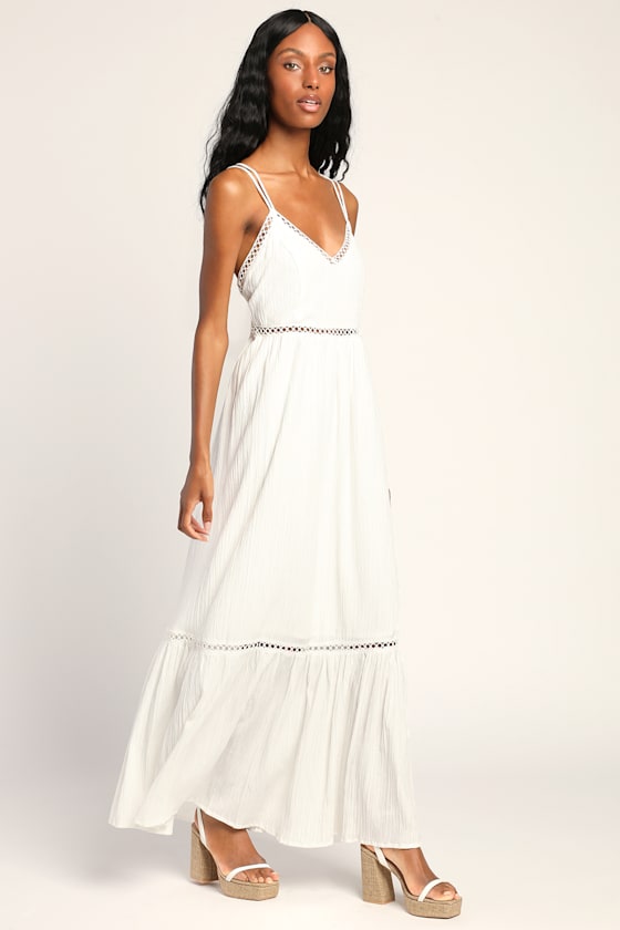 Relaxed Vibes White Sleeveless Lace-Up Maxi Dress 2
