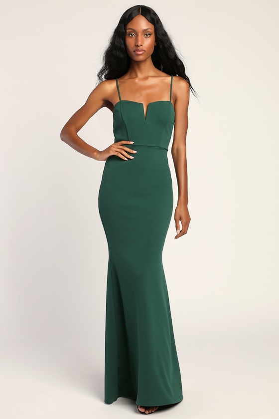 Finding the One Forest Green Mermaid Dress