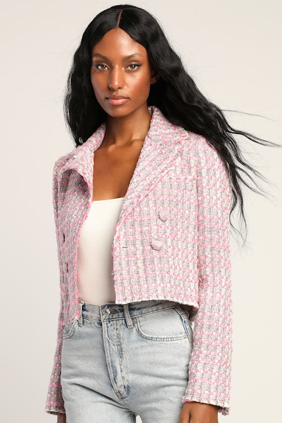 Tweed My Ego Pink Multi Tweed Cropped Blazer 1