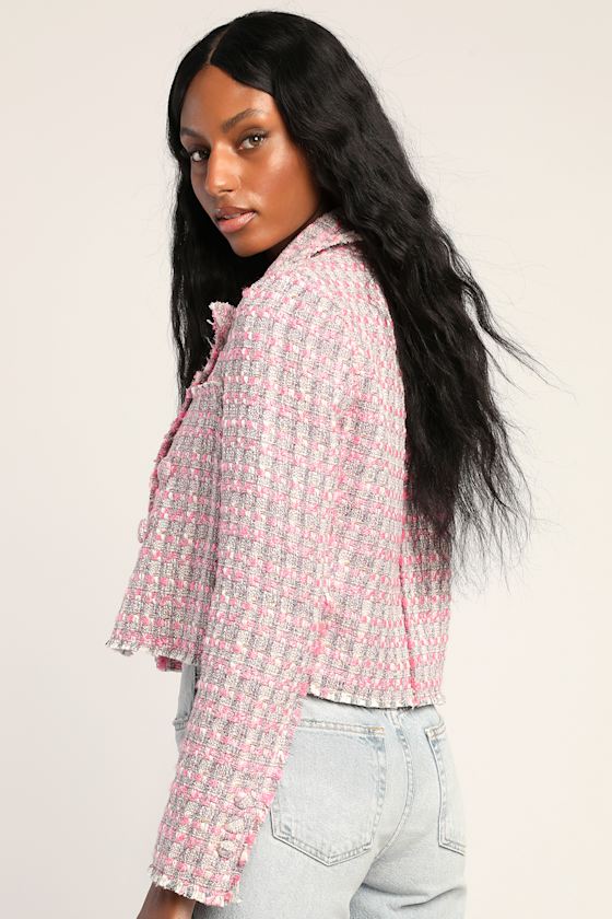 Boucle Jacket - Tweed Jacket - Cropped Blazer - Padded
