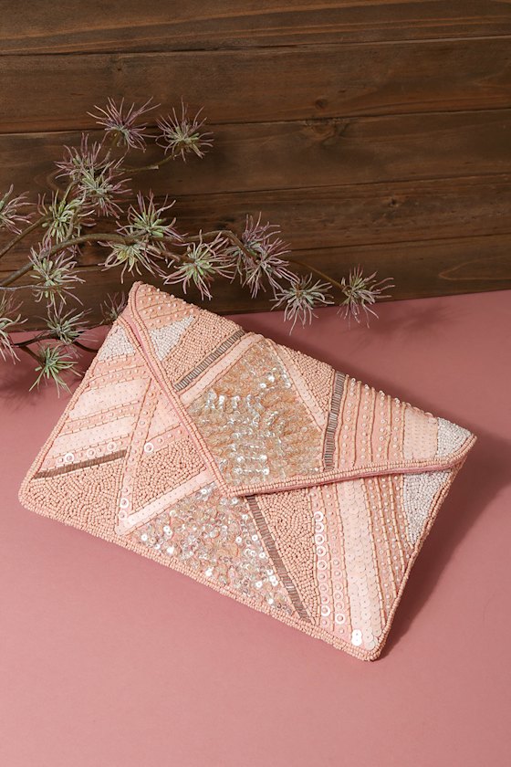 Rose Gold Clutch Sequin Clutch Beaded Clutch Clutch Purse Lulus