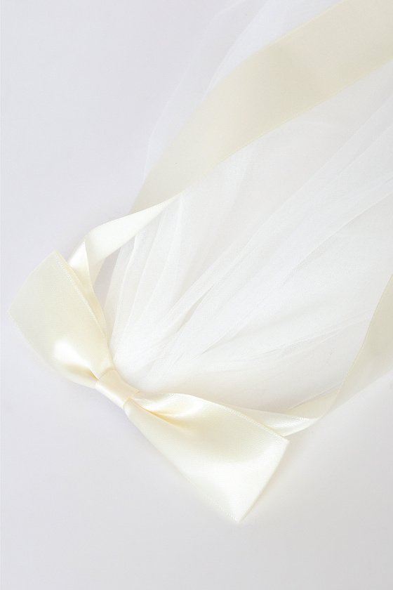Aisle Style Ivory Satin Bow Hair Clip Mini Veil 2