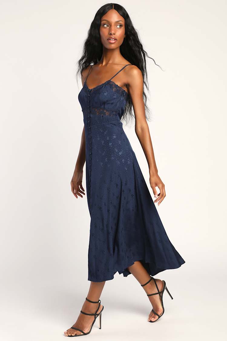 satin jacquard midi dress Satin Jacquard Midi Dress