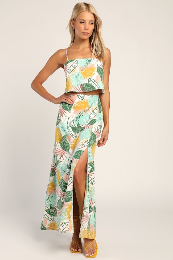 Hot Tropic White Multi Tropical Print Maxi Skirt 2