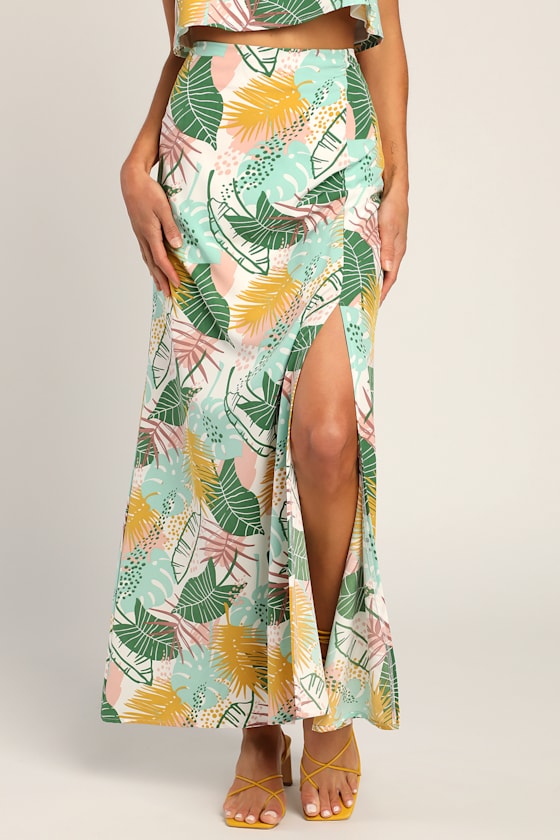 Hot Tropic White Multi Tropical Print Maxi Skirt 6