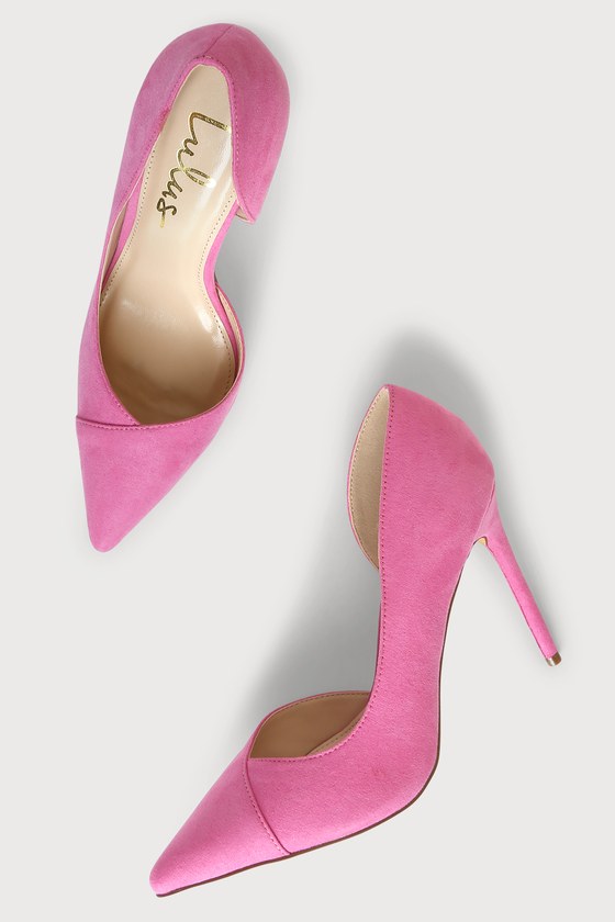 Hot pink suede pumps discount