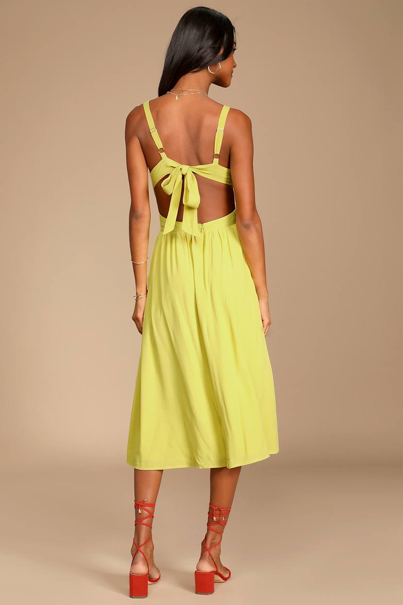 Lime Green Midi Dress - Tie-Back Dress - Midi Dress with Pockets - Lulus Lime Green Midi Dress - Tie-Back Dress - Midi Dress with Pockets - Lulus