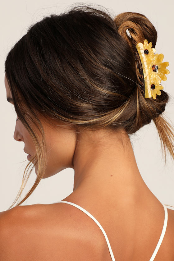 Sunflower Fields Yellow Acetate Claw Hair Clip 1
