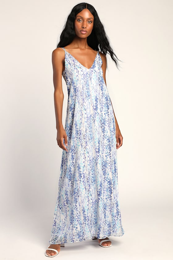 Flora Belle White Floral Sleeveless V-Neck Tie-Back Maxi Dress 2