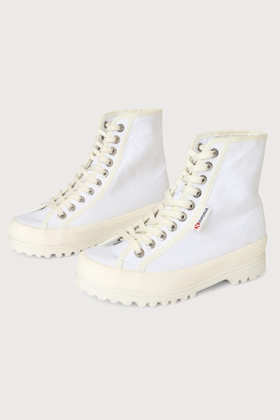 2636 Alpina Emily White High Top Platform Lug Sole Sneakers 3