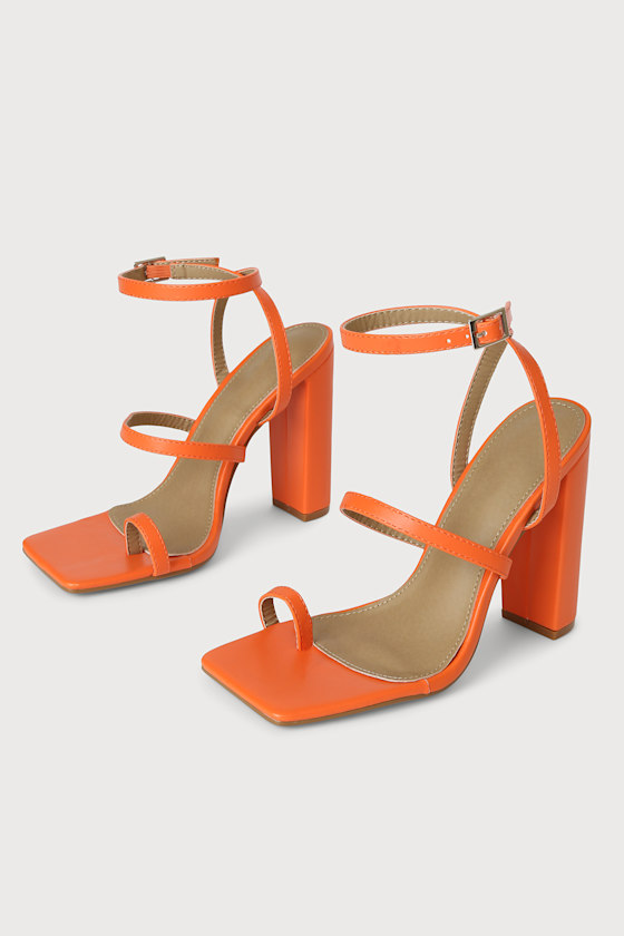 Azariah Orange Ankle Strap High Heel Sandals 4