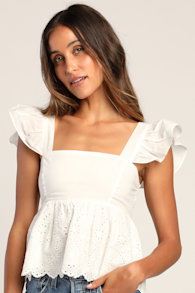 Always Your Baby White Ruffled Eyelet Babydoll Top 1