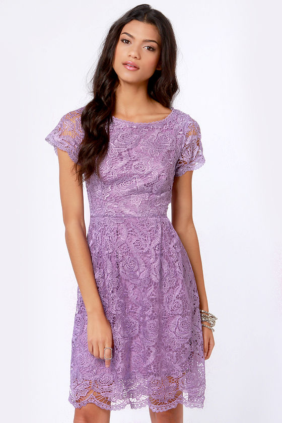 Pretty Lavender Dress - Lace Dress - Backless Dress - $70.00 - Lulus