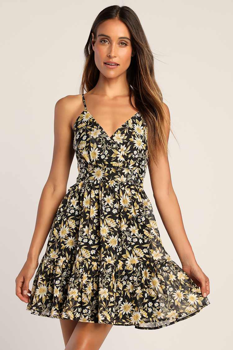 black and yellow mini dress THEODORA MINI DRESS