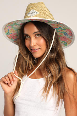 Billabong Tipton Lifeguard Hat Straw Hat Floral Sunhat Lulus