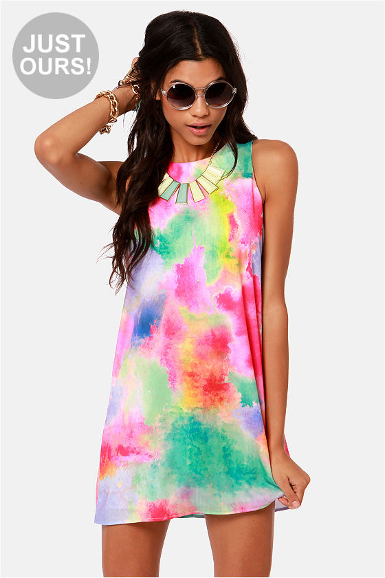 colorful shift dress