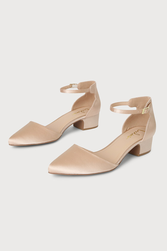 champagne satin pumps