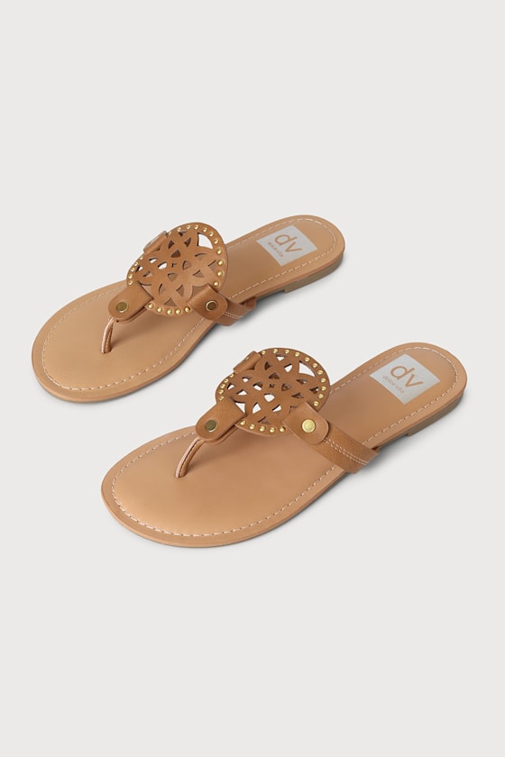 Gotie Tan Studded Thong Flat Sandals 2