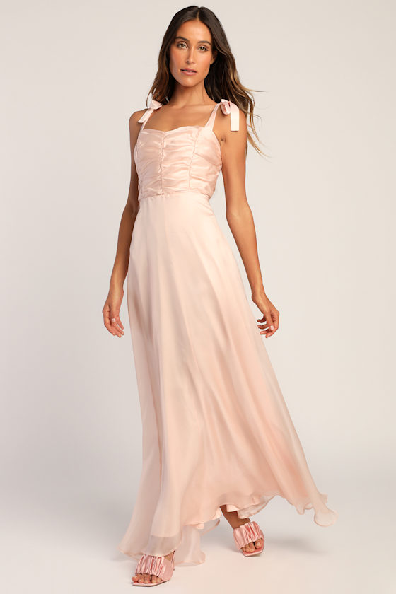 Blush Maxi Dress TieStrap Dress Organza Maxi Dress Lulus