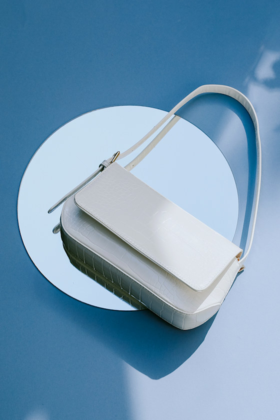 White Crocodile Embossed Bag Mini Shoulder Bag Croc Purse Lulus