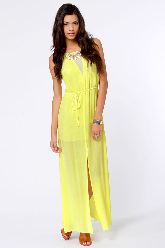 yellow backless maxi dress