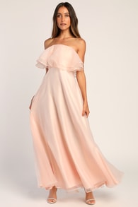 Sweet Passion Light Pink Organza Maxi Dress