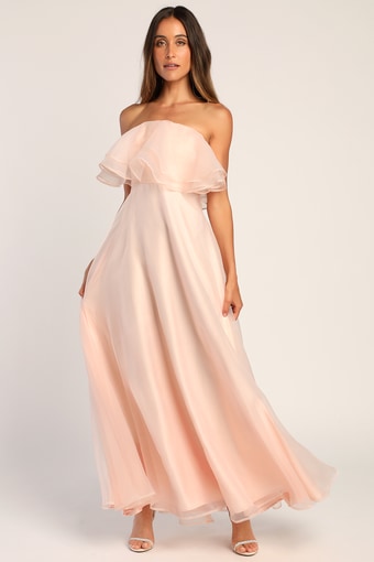 Sweet Passion Light Pink Organza Maxi Dress