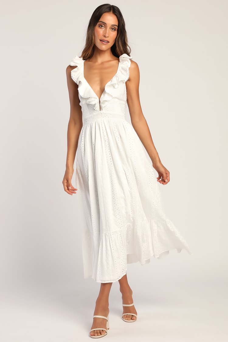 Summer White Eyelet Dress, US fashion
