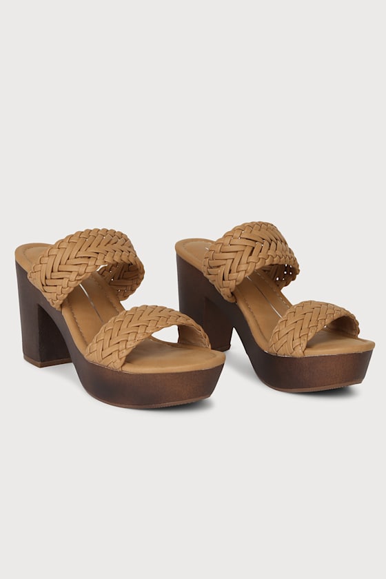 Hilda Tan Woven Wooden Platform Heel Sandals 1