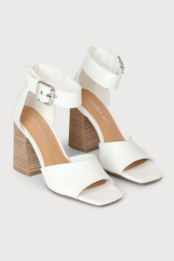 Reveall White Ankle Strap High Heel Sandals 2