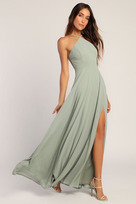 Absolutely Breathtaking Sage Brush Maxi Dress - thumbnail 4