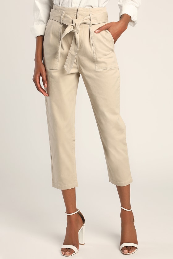 ファッションなデザイン Cropped - Pants Khaki Light Pants Lulus - Pants Tie-Waist - パンツ