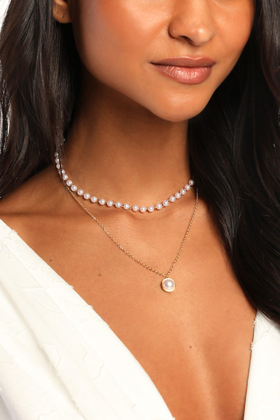 Divine Diver 14KT Gold Pearl Layered Necklace 2