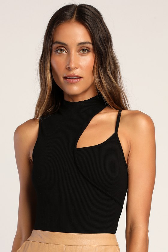 Cutout Black Bodysuit - Cutout Top - Black Ribbed Top - Lulus