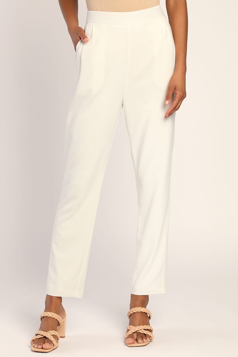Ivory Dress Pants - Ivory High Waisted Pants - Trousers - Lulus display picture 1