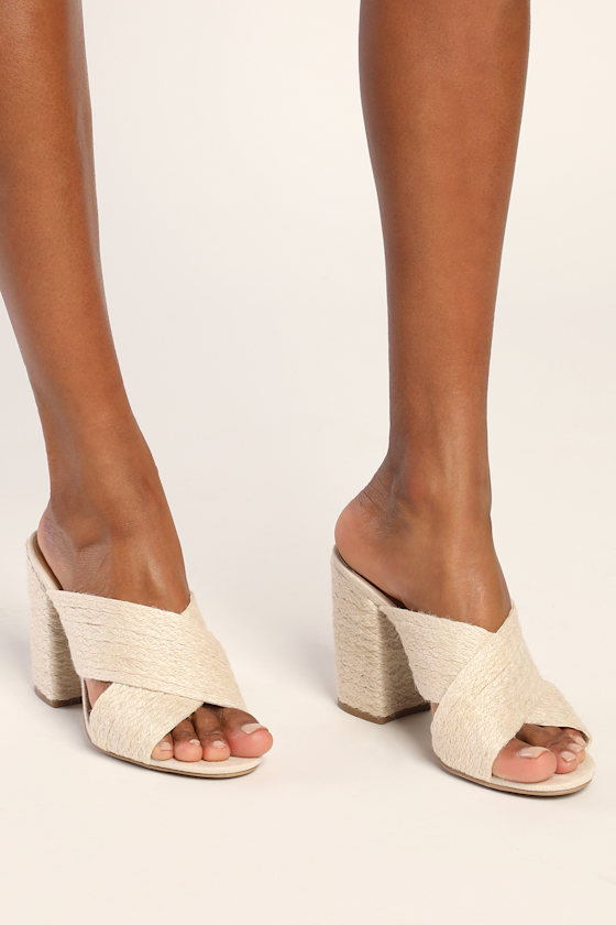 Zadie Beige Jute Espadrille High Heel Sandals 1