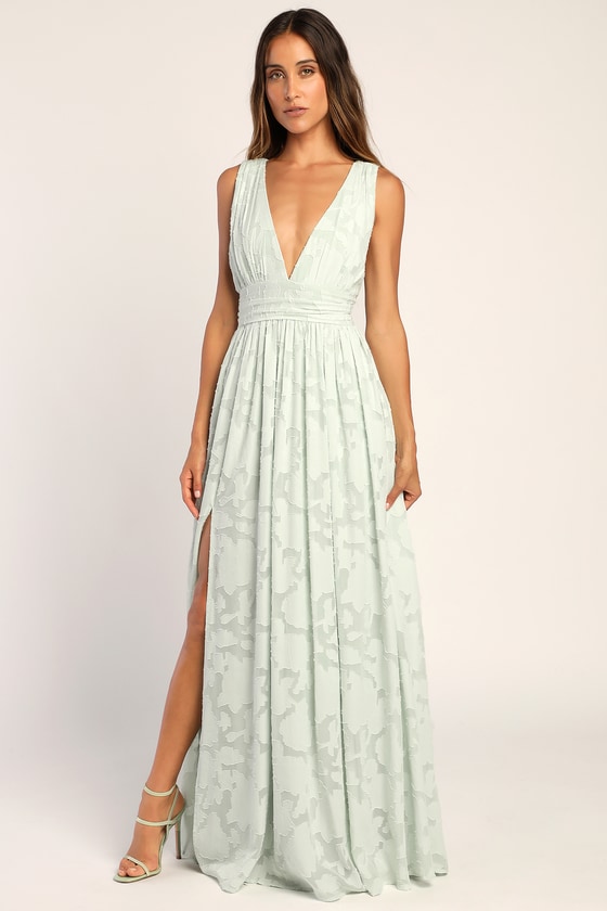 Sage Maxi Dress - Burnout Floral Maxi Dress - Sleeveless Dress - Lulus