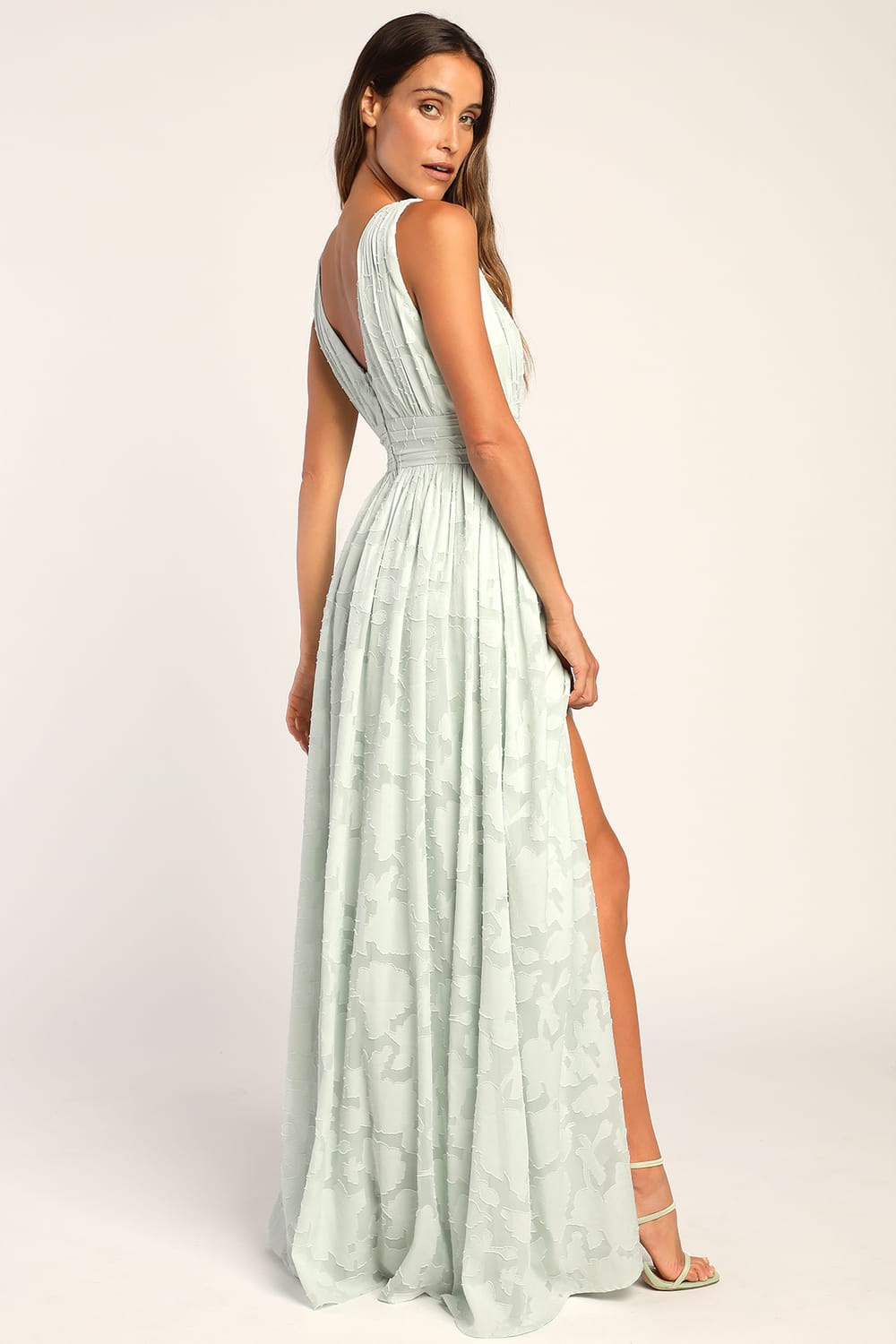 Sweet Sophistication Sage Green Burnout Floral Maxi Dress