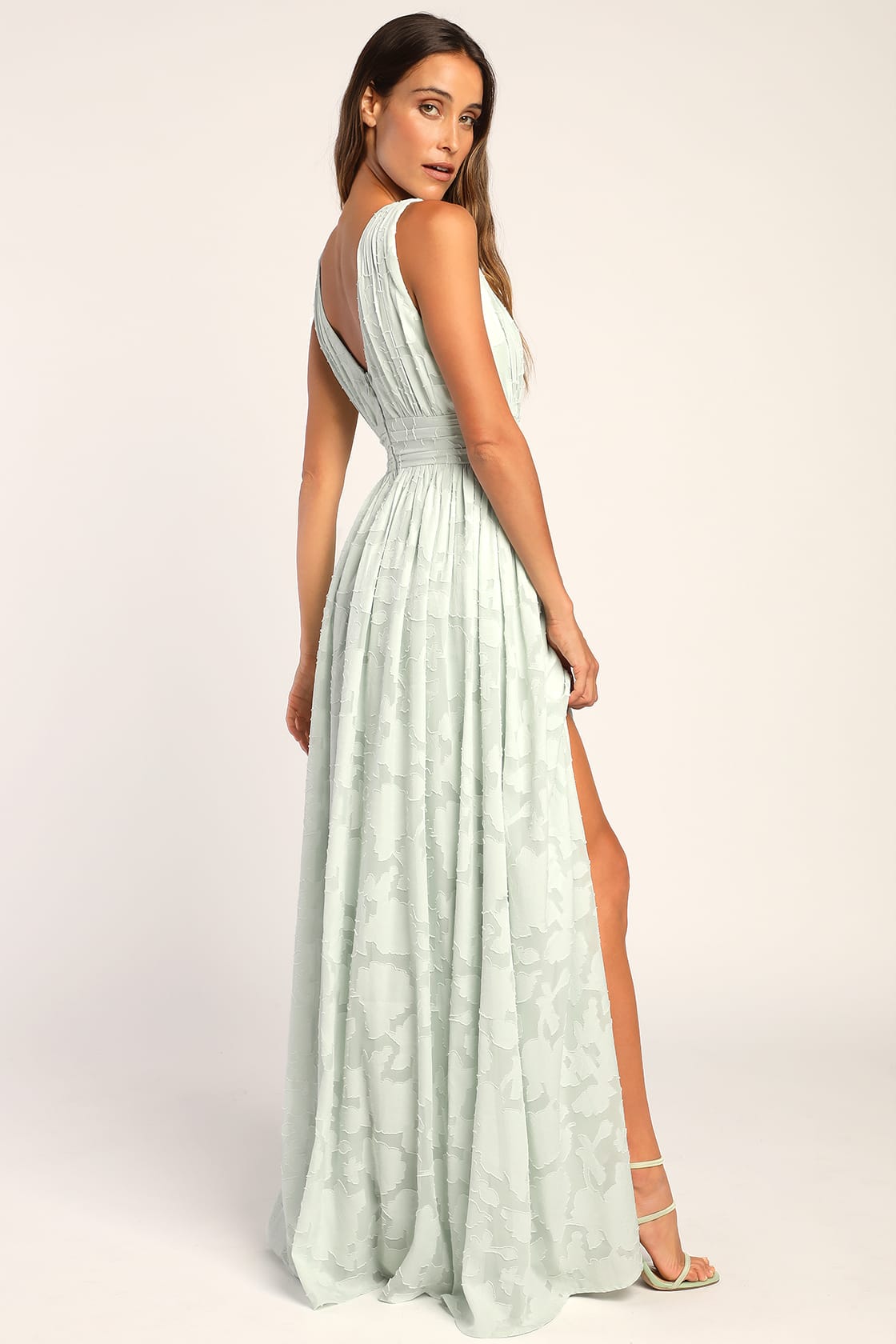Sweet Sophistication Sage Green Burnout Floral Maxi Dress