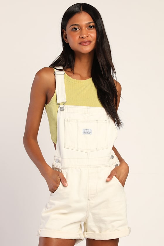 Levi's Vintage Shortall Cream Denim Overalls Shortalls Lulus